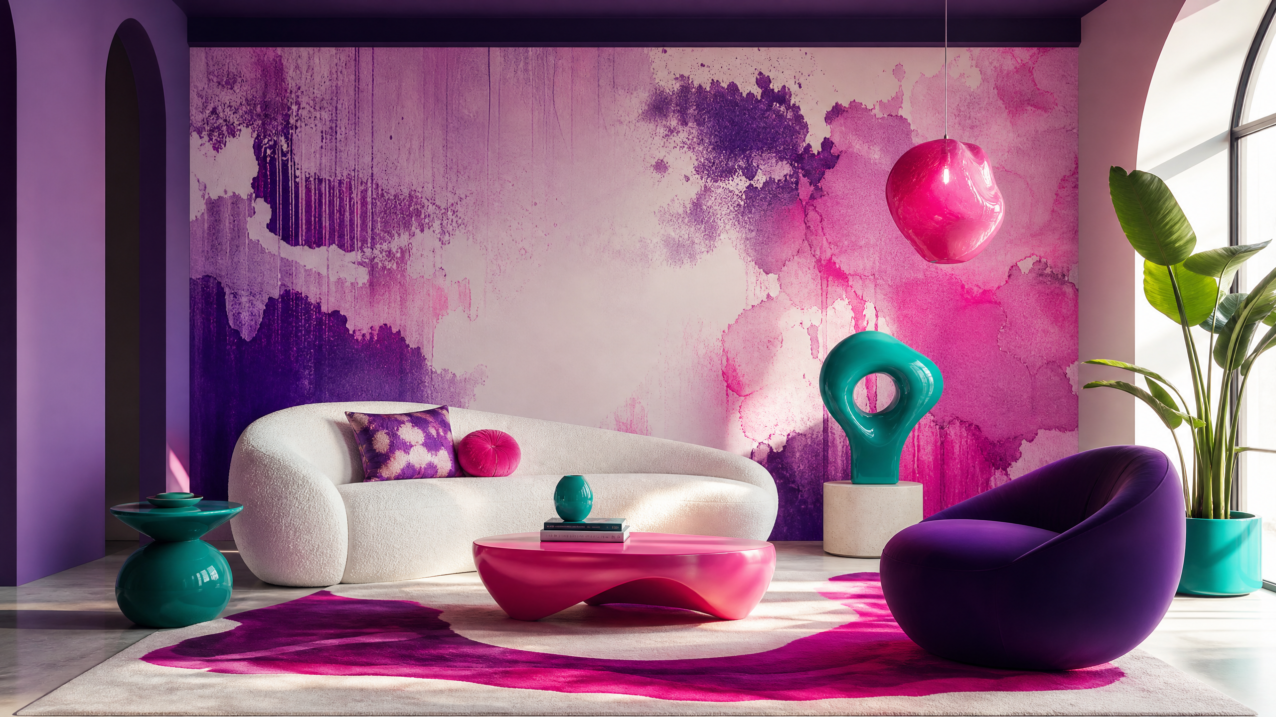 Creative interior featuring professionally installed artistic wallpaper by McKay Wallpaper Installation